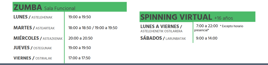 Horarios Nagusia